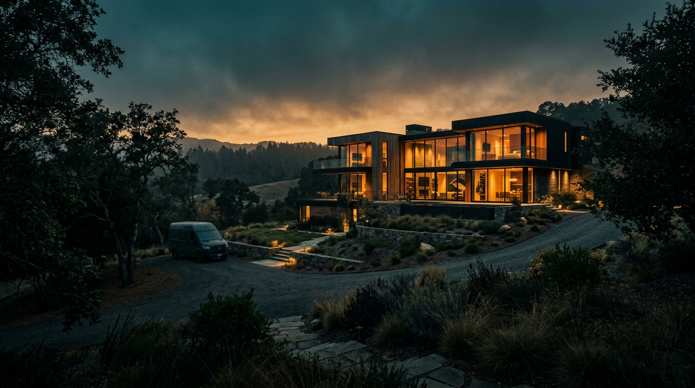 Luxury home at dusk