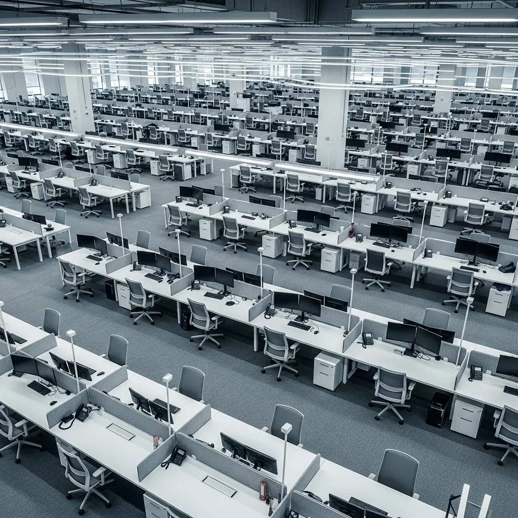 Sea of corporate office cubicles